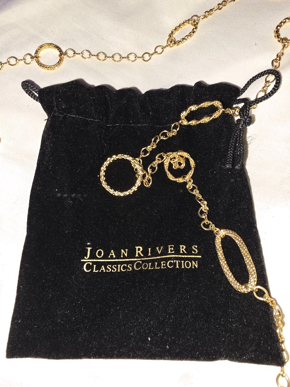Joan Rivers Textured Gold Link Necklace with Oval & Round Accents